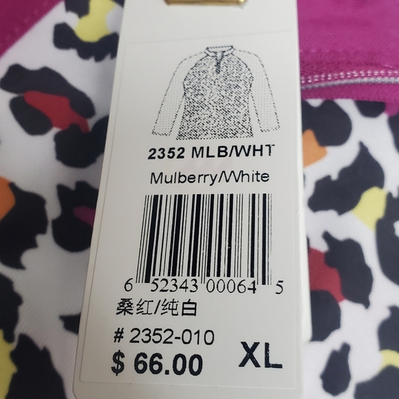 Monterey Club Women's Pro Leopard Print Block 3/4 Sleeve Zip Top. XL - Picture 10 of 12